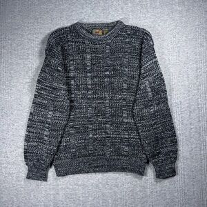 Vintage Grandpa Sweater Saturdays Mens Small Black White Marl Knit Oversized 90s